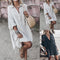 Vestido Midi V-Escote en Algodón y Lino