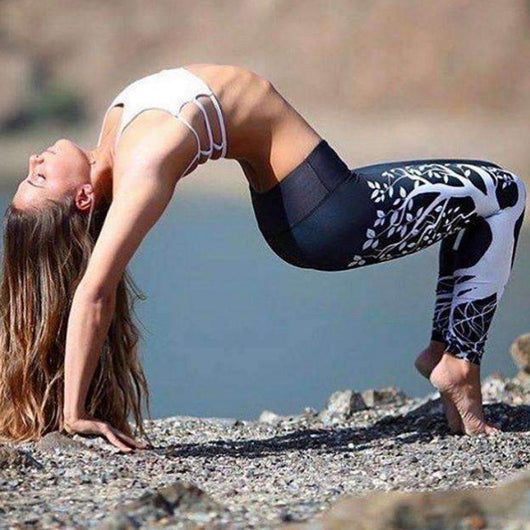 Leggings Deportivos Cintura Alta con Estampado Árbol Negro para Yoga y Fitness - Image 8