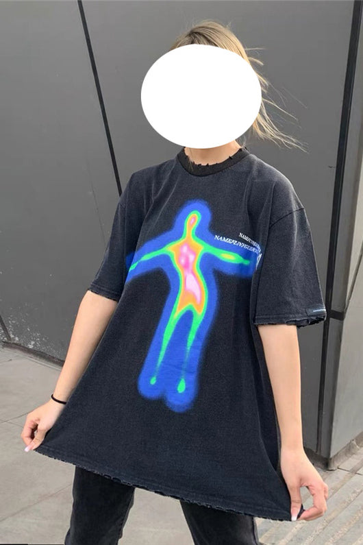 Camiseta Estampado Fantasma Estilo Urbano Unisex - Diseño Hip-hop Tendencia - Image 6