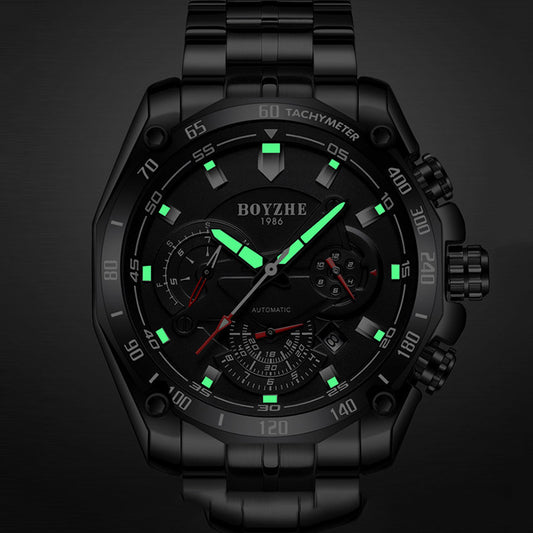 Reloj Mecánico Deportivo BOYZHE Certificado - Acero Inoxidable, Resistente al Agua y Luminoso