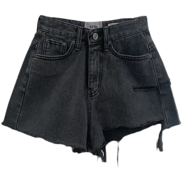 Shorts Vaqueros Rotos Cintura Alta Mujer Corte A-Line Holgados