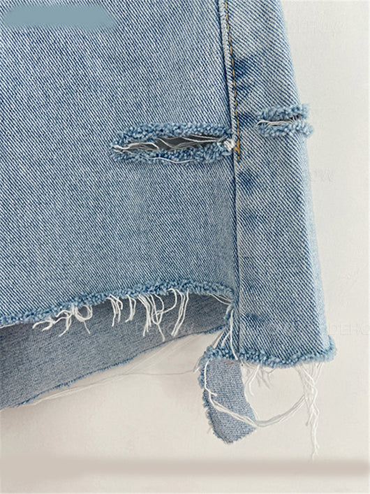 Shorts Vaqueros Rotos Cintura Alta Mujer Corte A-Line Holgados - Image 4