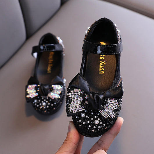Zapatillas de Danza Infantiles con Moño de Diamantes de Colores