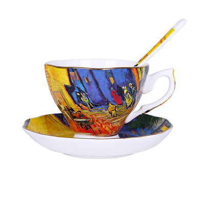 Juego de Té de Porcelana Bone China Diseño Van Gogh Lujo Europeo - Image 15