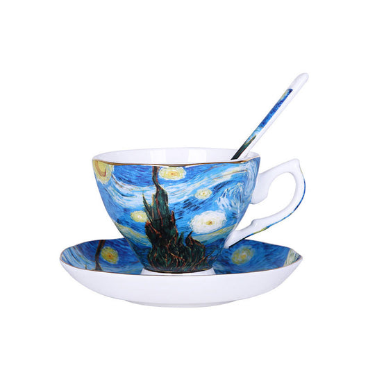 Juego de Té de Porcelana Bone China Diseño Van Gogh Lujo Europeo