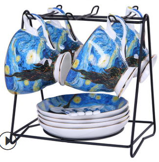 Juego de Té de Porcelana Bone China Diseño Van Gogh Lujo Europeo - Image 7