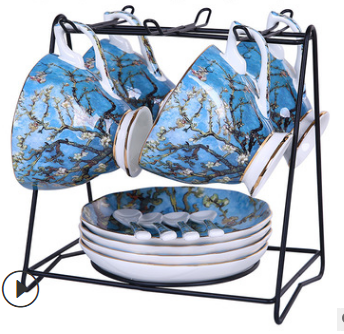 Juego de Té de Porcelana Bone China Diseño Van Gogh Lujo Europeo - Image 8