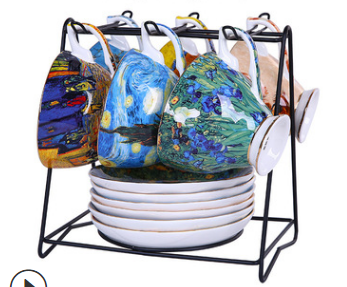 Juego de Té de Porcelana Bone China Diseño Van Gogh Lujo Europeo - Image 12