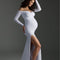 Vestido Premamá de Algodón con Escote V y Abertura Lateral
