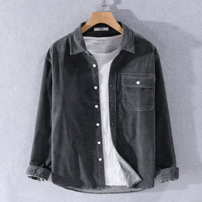 Camisa de Pana Manga Larga Estilo Japonés para Hombre - Image 9