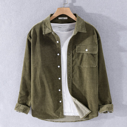 Camisa de Pana Manga Larga Estilo Japonés para Hombre - Image 8