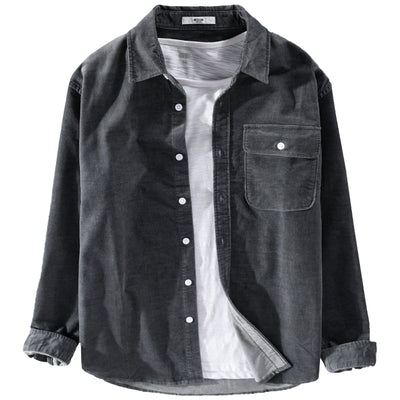 Camisa de Pana Manga Larga Estilo Japonés para Hombre - Image 3