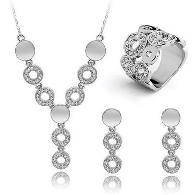 Conjunto de 3 Piezas: Aretes, Collar y Anillo de Cristal - Image 4