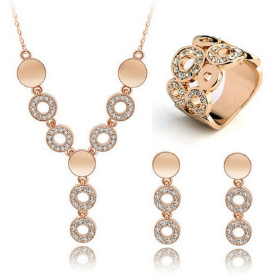 Conjunto de 3 Piezas: Aretes, Collar y Anillo de Cristal - Image 3