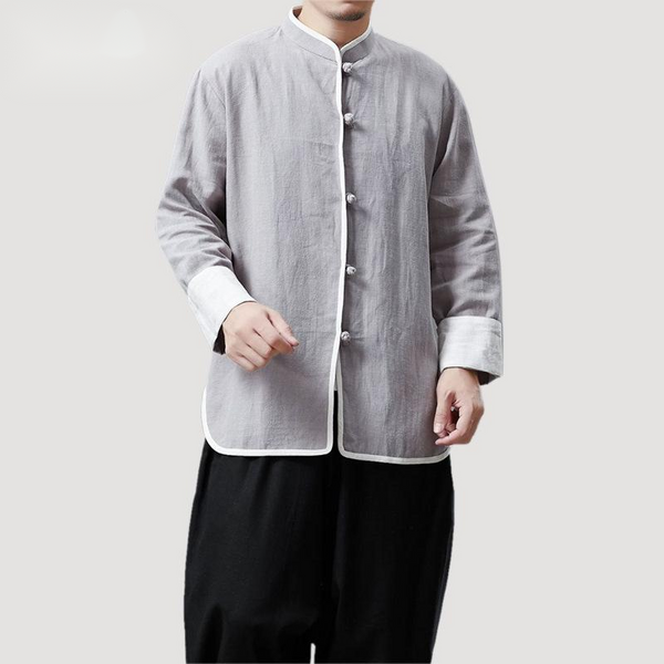 Camisa Ejecutiva de Cuello Alzado y Botones Pequeños