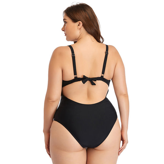Traje de Baño Enterizo Talla Grande para Mujer con Malla Hueca - Image 2