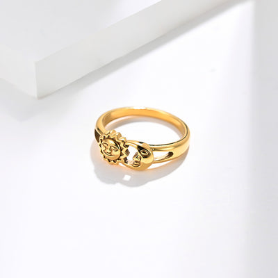 Anillo Unisex Luna y Sol en Acero Inoxidable Oro Rosa y Plata - Image 9