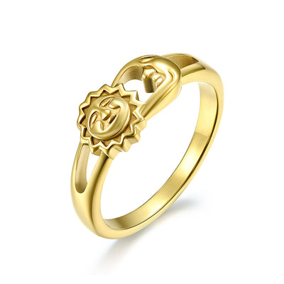 Anillo Unisex Luna y Sol en Acero Inoxidable Oro Rosa y Plata - Image 6