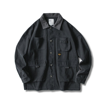 Chaqueta de Trabajo Suelta con Cuello de Pana para Hombre - Image 8
