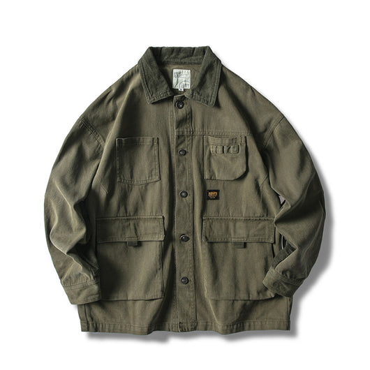 Chaqueta de Trabajo Suelta con Cuello de Pana para Hombre - Image 9