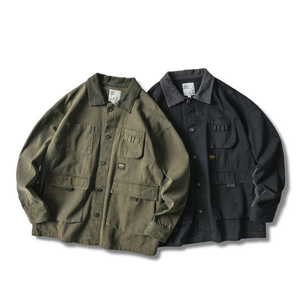 Chaqueta de Trabajo Suelta con Cuello de Pana para Hombre