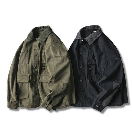 Chaqueta de Trabajo Suelta con Cuello de Pana para Hombre - Image 2