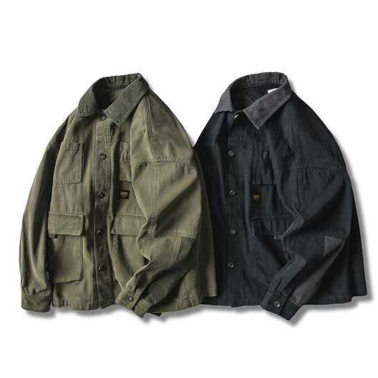 Chaqueta de Trabajo Suelta con Cuello de Pana para Hombre - Image 2