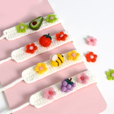 Collar para Gatos de Lana Tejida con Flores, Abejas y Frutas - Diseño Personalizado - Image 9