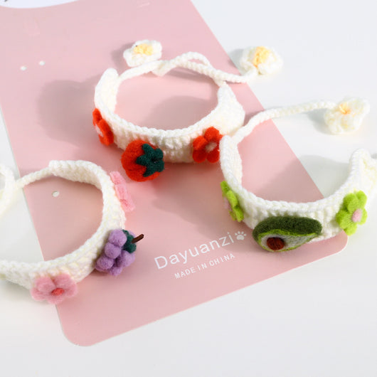 Collar para Gatos de Lana Tejida con Flores, Abejas y Frutas - Diseño Personalizado - Image 10