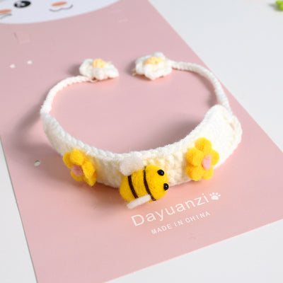 Collar para Gatos de Lana Tejida con Flores, Abejas y Frutas - Diseño Personalizado - Image 6