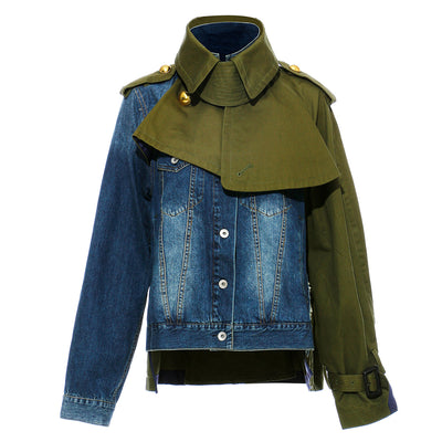 Chaqueta Cortavientos con Detalles en Contraste y Costuras de Mezclilla - Image 9