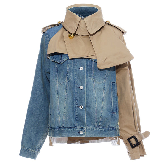 Chaqueta Cortavientos con Detalles en Contraste y Costuras de Mezclilla - Image 5