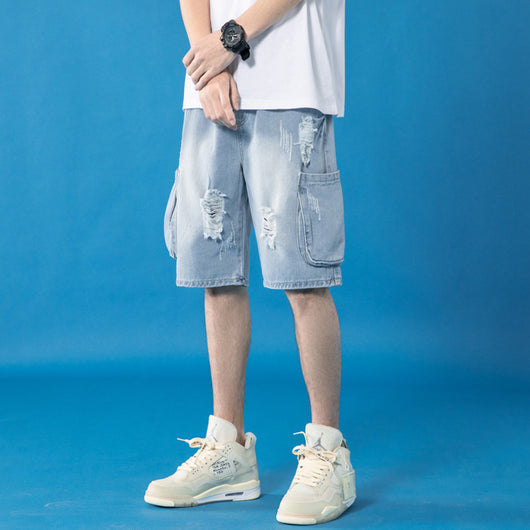 Pantalones Cortos Vaqueros Rotos Holgados para Jóvenes - Estilo Urbano Moderno - Image 9