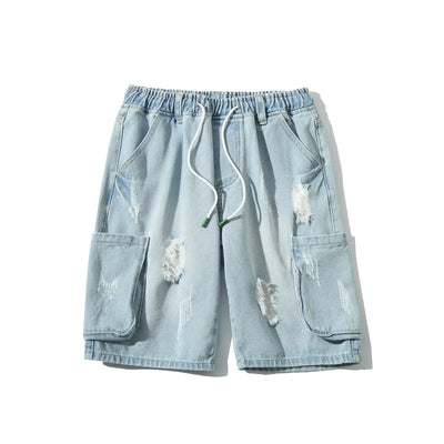 Pantalones Cortos Vaqueros Rotos Holgados para Jóvenes - Estilo Urbano Moderno