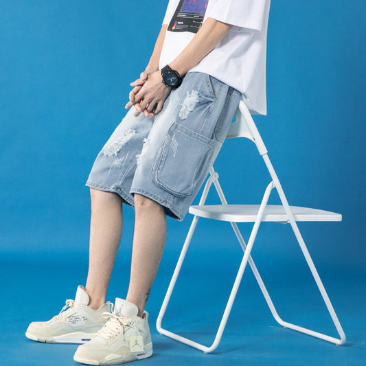 Pantalones Cortos Vaqueros Rotos Holgados para Jóvenes - Estilo Urbano Moderno - Image 2