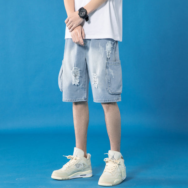 Pantalones Cortos Vaqueros Rotos Holgados para Jóvenes - Estilo Urbano Moderno - Image 4