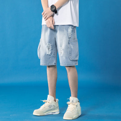 Pantalones Cortos Vaqueros Rotos Holgados para Jóvenes - Estilo Urbano Moderno - Image 4
