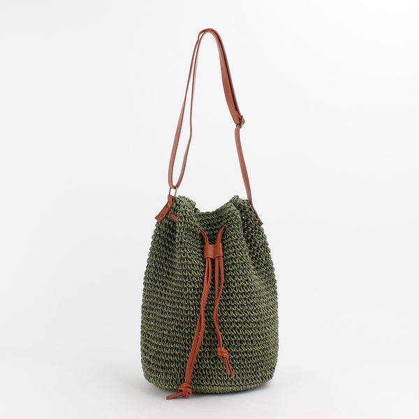 Bolsa de Paja Tejida para Mujer - Estilo Bucket Trendy