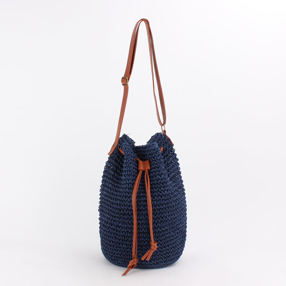 Bolsa de Paja Tejida para Mujer - Estilo Bucket Trendy