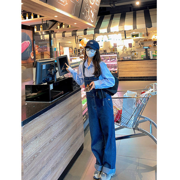 Overol Denim Azul Mujer Cintura Alta Pierna Ancha - Diseño Rejuvenecedor