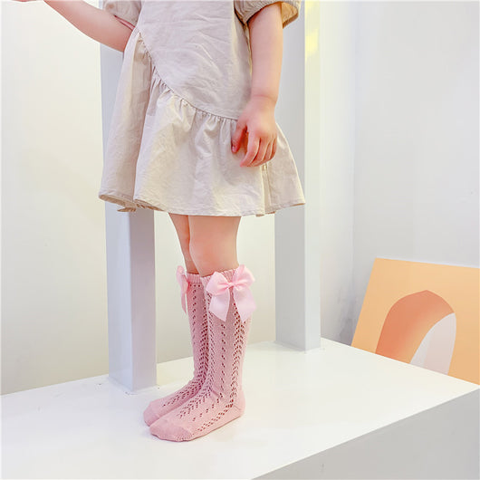 Calcetines Altos para Niñas con Moños de Algodón Transpirable y Antideslizantes - Image 9