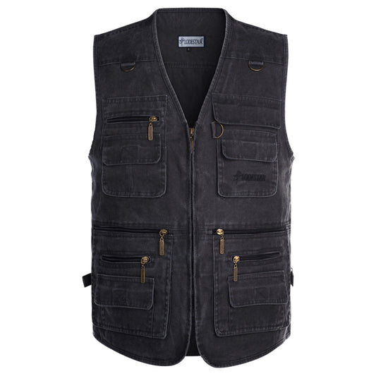 Chaleco Multipocket para Hombre Mayor - Talla Grande Cómoda para Pesca y Aventura