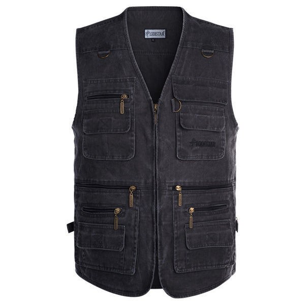 Chaleco Multipocket para Hombre Mayor - Talla Grande Cómoda para Pesca y Aventura