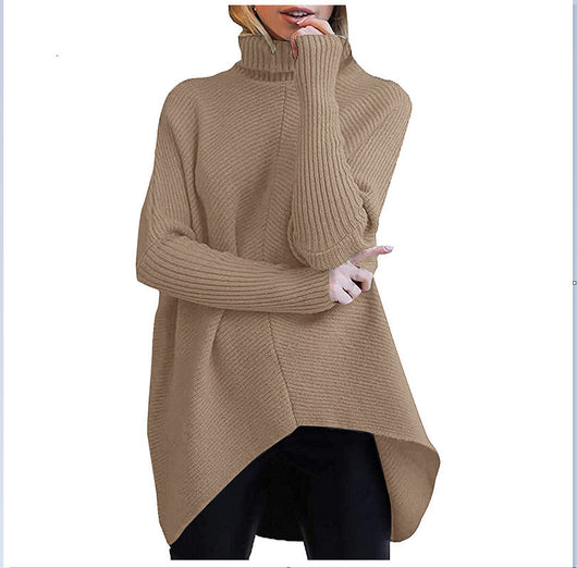 Suéter de Cuello Alto Manga Murciélago Tejido Grueso Holgado Otoño Invierno - Image 3