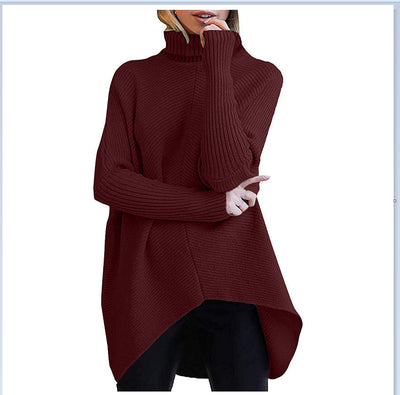 Suéter de Cuello Alto Manga Murciélago Tejido Grueso Holgado Otoño Invierno - Image 4