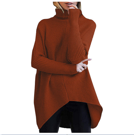Suéter de Cuello Alto Manga Murciélago Tejido Grueso Holgado Otoño Invierno - Image 5