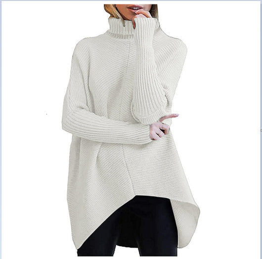 Suéter de Cuello Alto Manga Murciélago Tejido Grueso Holgado Otoño Invierno - Image 6