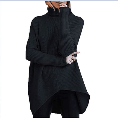 Suéter de Cuello Alto Manga Murciélago Tejido Grueso Holgado Otoño Invierno - Image 7