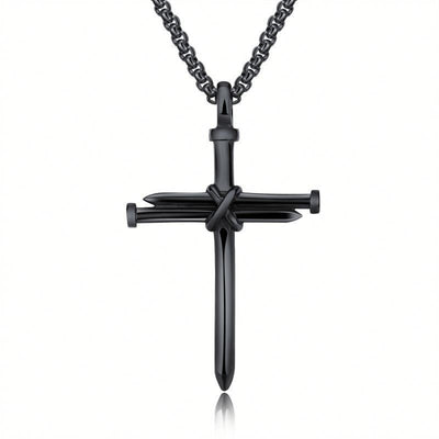 Collar con Colgante de Cruz de Clavo para Hombre en Acero Inoxidable - Image 6