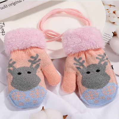 Guantes Infantiles Invierno con Diseño Navideño y Cordón de Seguridad - Image 3